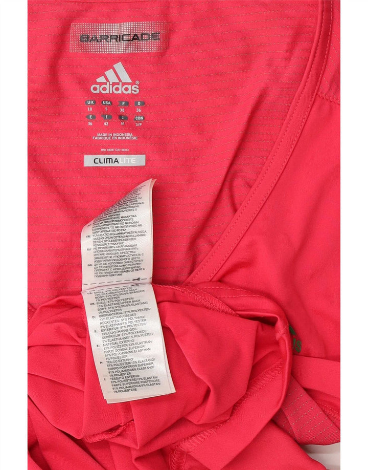 Adidas Womens Climalite T-Shirt Top UK 10 Small Red Polyester