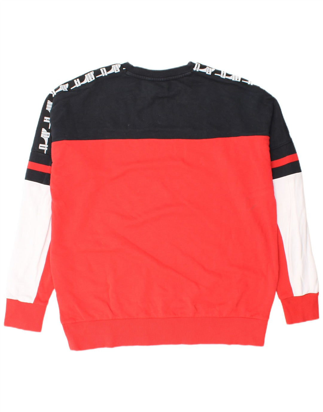 PUMA Mens Graphic Sweatshirt Jumper Large Red Colourblock Cotton