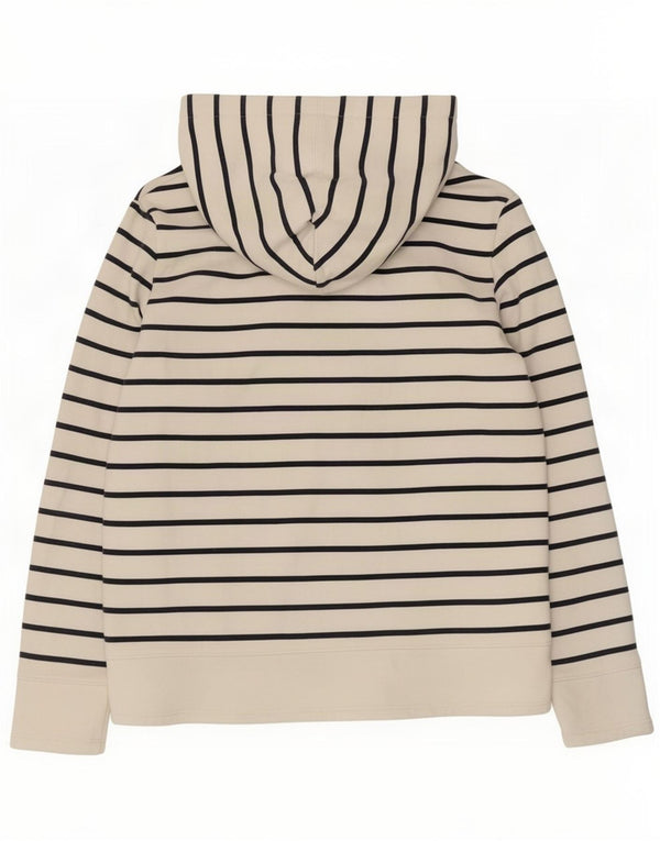 Nautica Womens Oversized Hoodie Jumper UK 6 XS White Striped Cotton