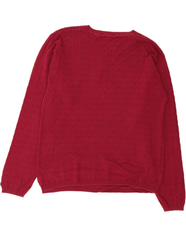 TOMMY HILFIGER Mens V-Neck Jumper Sweater Large Red Cotton Vintage Tommy Hilfiger and Second-Hand Tommy Hilfiger from Messina Hembry 