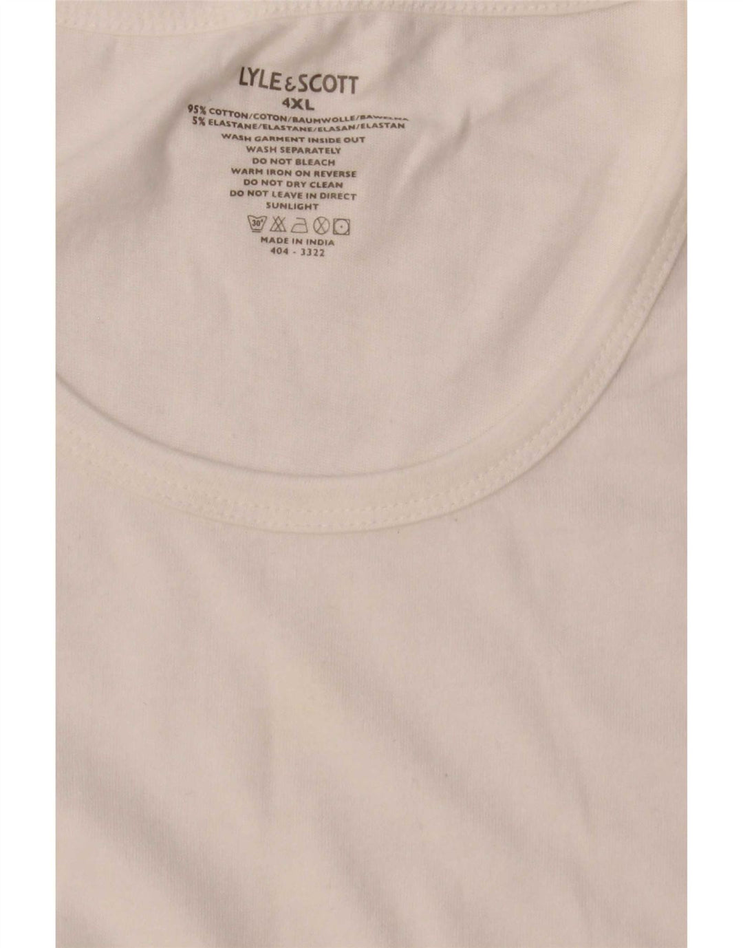 Lyle & Scott Mens T-Shirt Top 4XL White Cotton