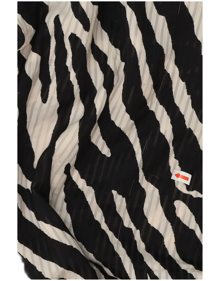 ZARA Womens Long Sleeve Wrap Dress UK 12 Medium Black Animal Print