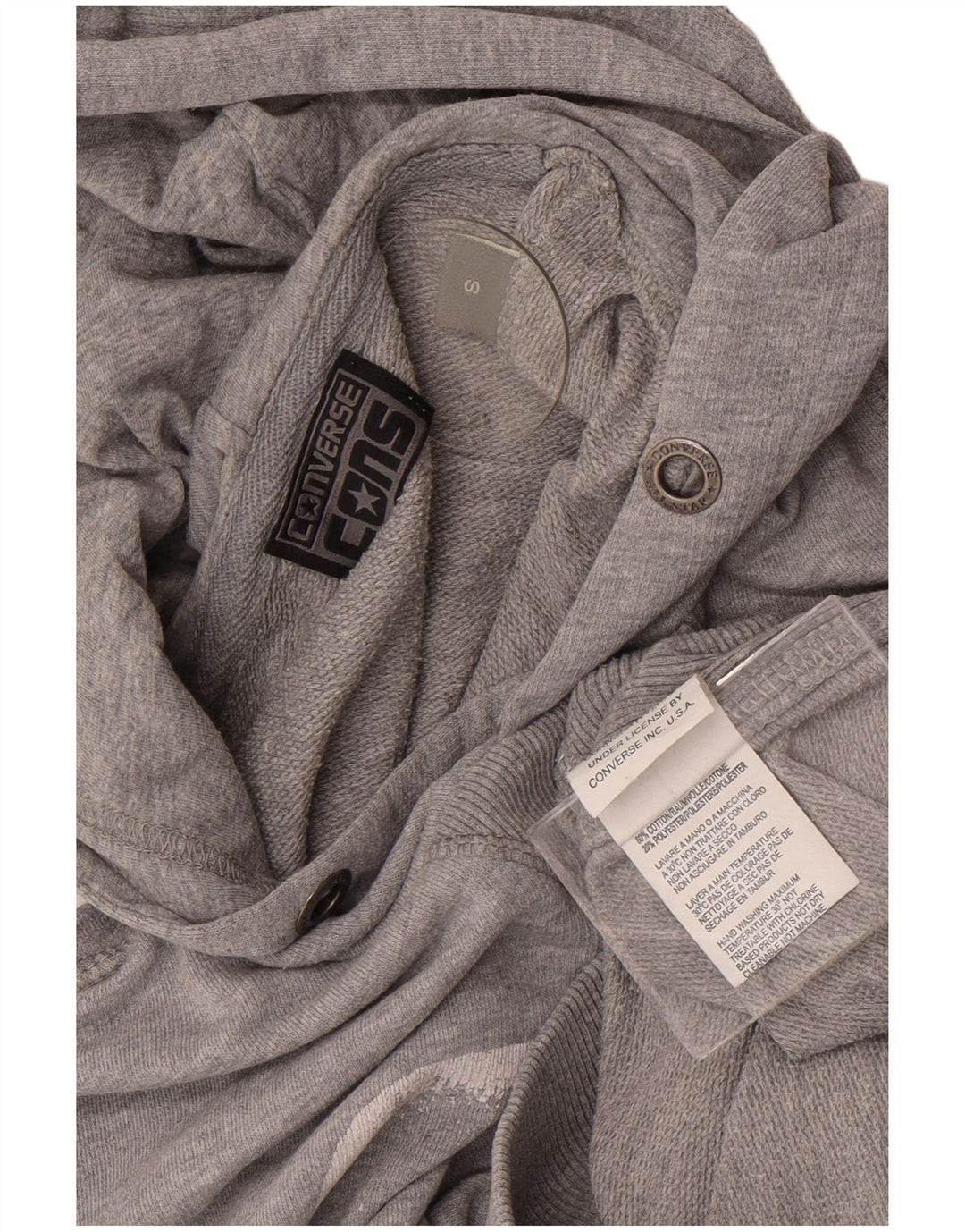 Converse Mens Graphic Hoodie Jumper Small Grey Cotton