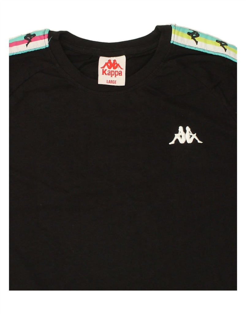 KAPPA Mens T-Shirt Top Large Black Colourblock Cotton | Vintage Kappa | Thrift | Second-Hand Kappa | Used Clothing | Messina Hembry 