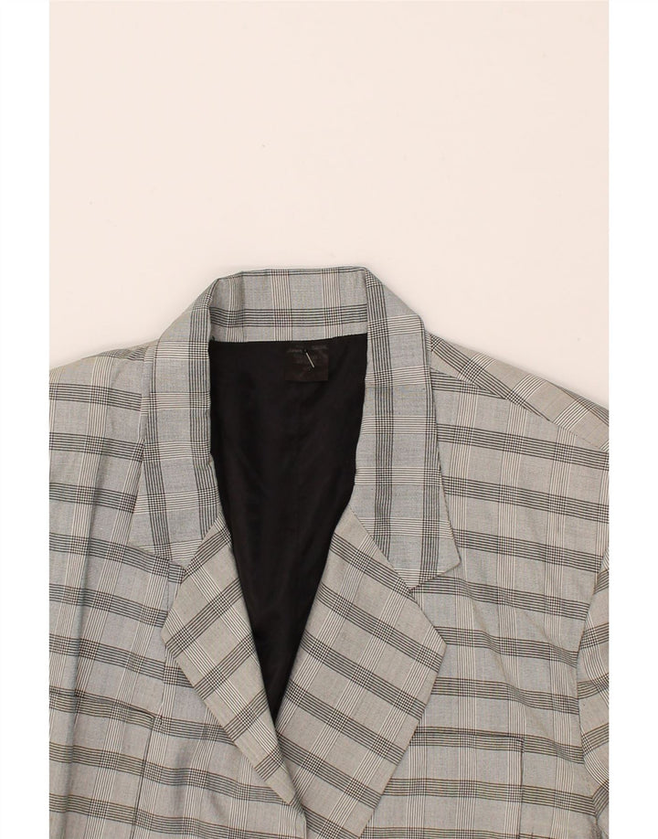 VINTAGE Womens 1 Button Blazer Jacket EU 40 Medium Grey Striped Silk Vintage Vintage and Second-Hand Vintage from Messina Hembry 