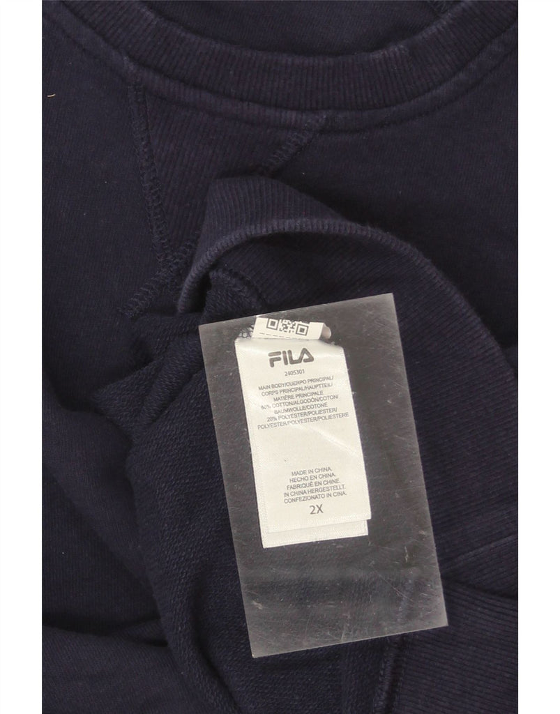FILA Mens Sweatshirt Jumper 2XL Navy Blue Cotton Vintage Fila and Second-Hand Fila from Messina Hembry 