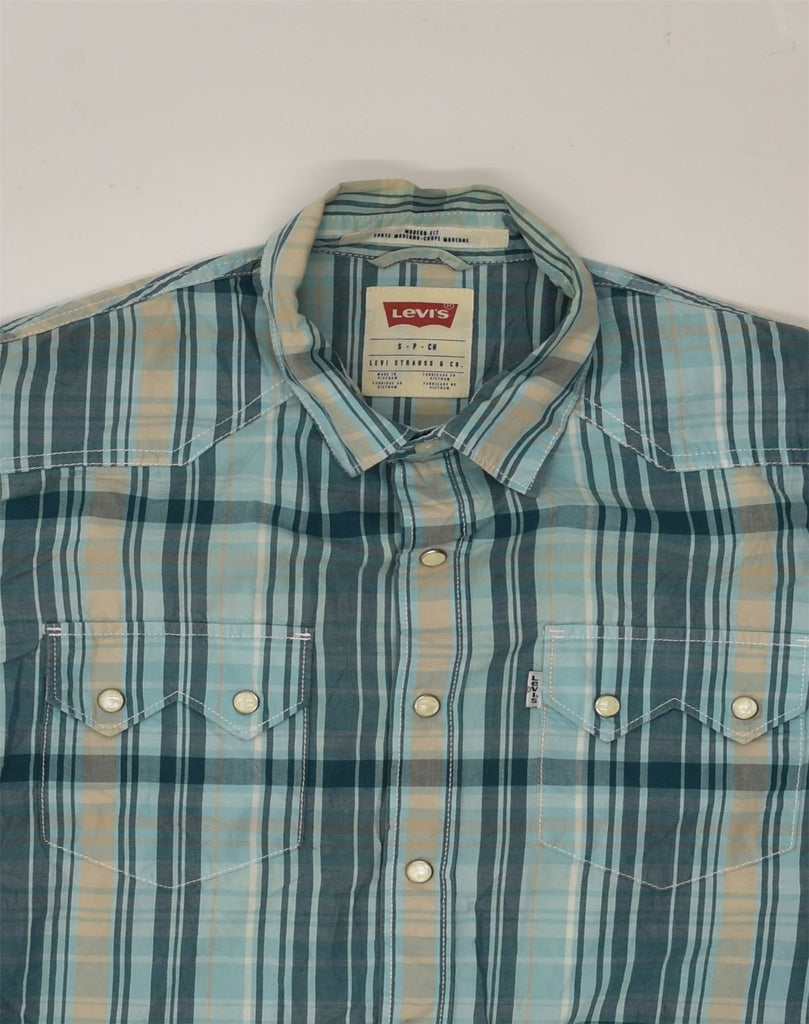 LEVI'S Mens Modern Fit Shirt Small Blue Check Cotton | Vintage Levi's | Thrift | Second-Hand Levi's | Used Clothing | Messina Hembry 