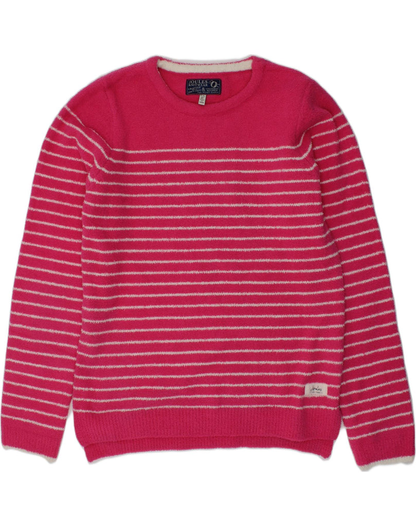 JOULES Girls Crew Neck Jumper Sweater 11-12 Years Pink Striped Polyester | Vintage Joules | Thrift | Second-Hand Joules | Used Clothing | Messina Hembry 