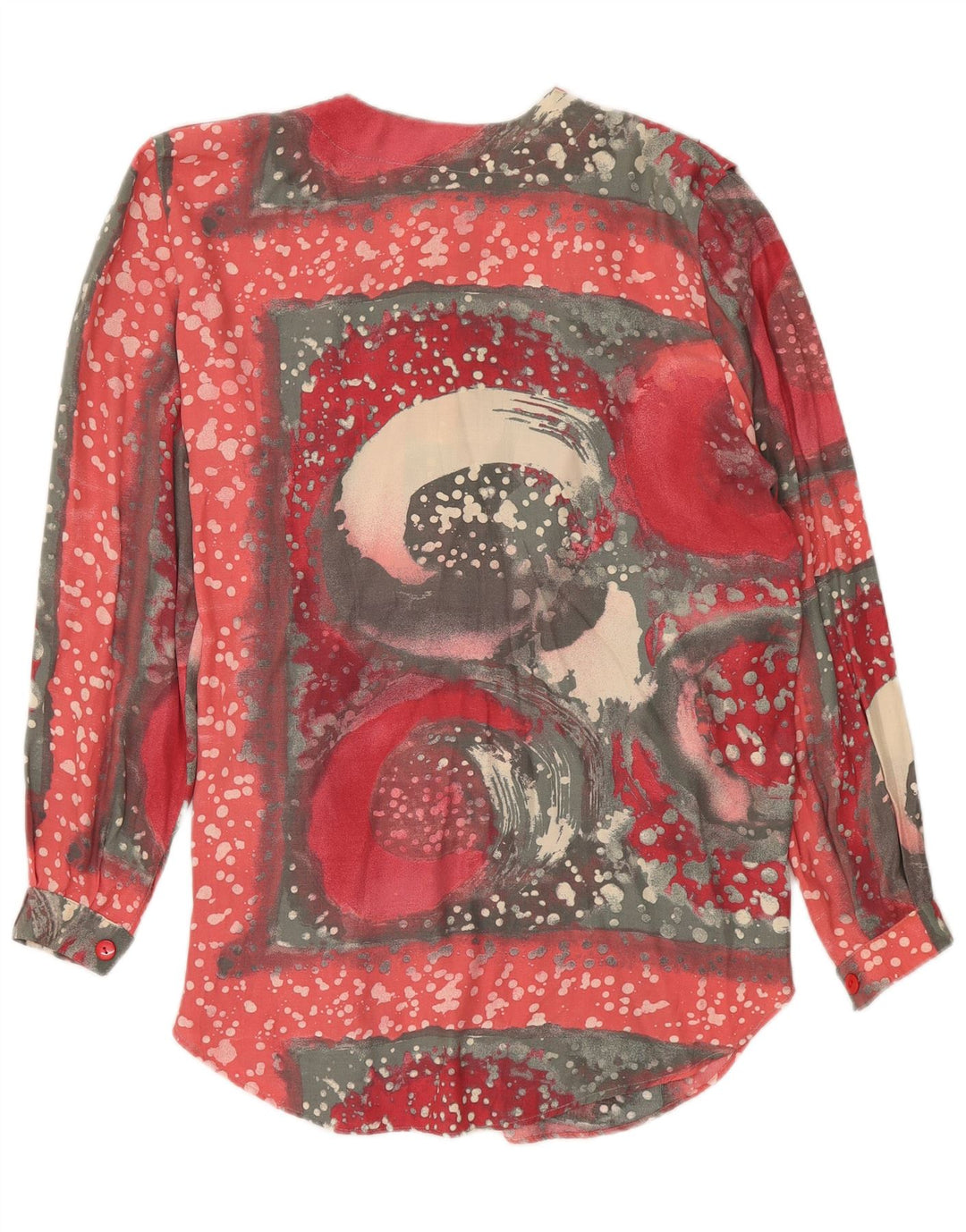 Vintage Womens Abstract Pattern Long Sleeve Shirt Blouse UK 20 2XL Red