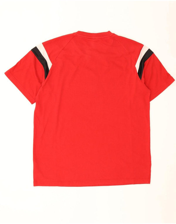 Adidas Mens T-Shirt Top Large Red Colourblock Cotton