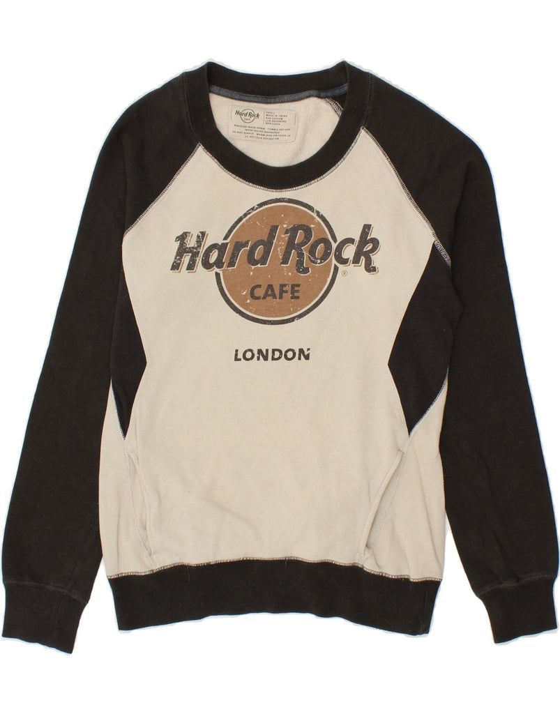 HARD ROCK CAFE Womens London Graphic Sweatshirt Jumper UK 10 Small Black | Vintage Hard Rock Cafe | Thrift | Second-Hand Hard Rock Cafe | Used Clothing | Messina Hembry 
