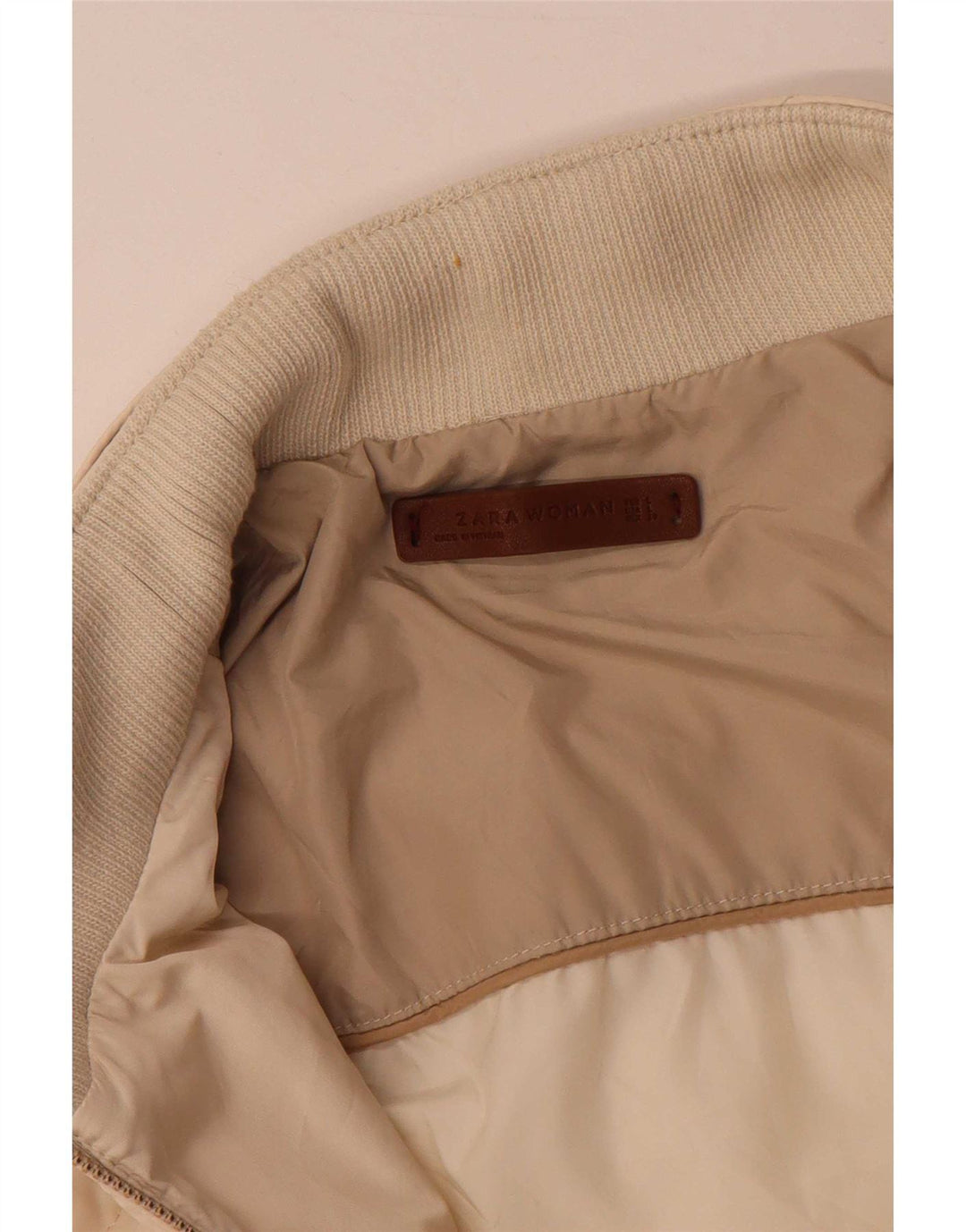 Zara Womens Quilted Jacket UK 16 Large Beige Polyester