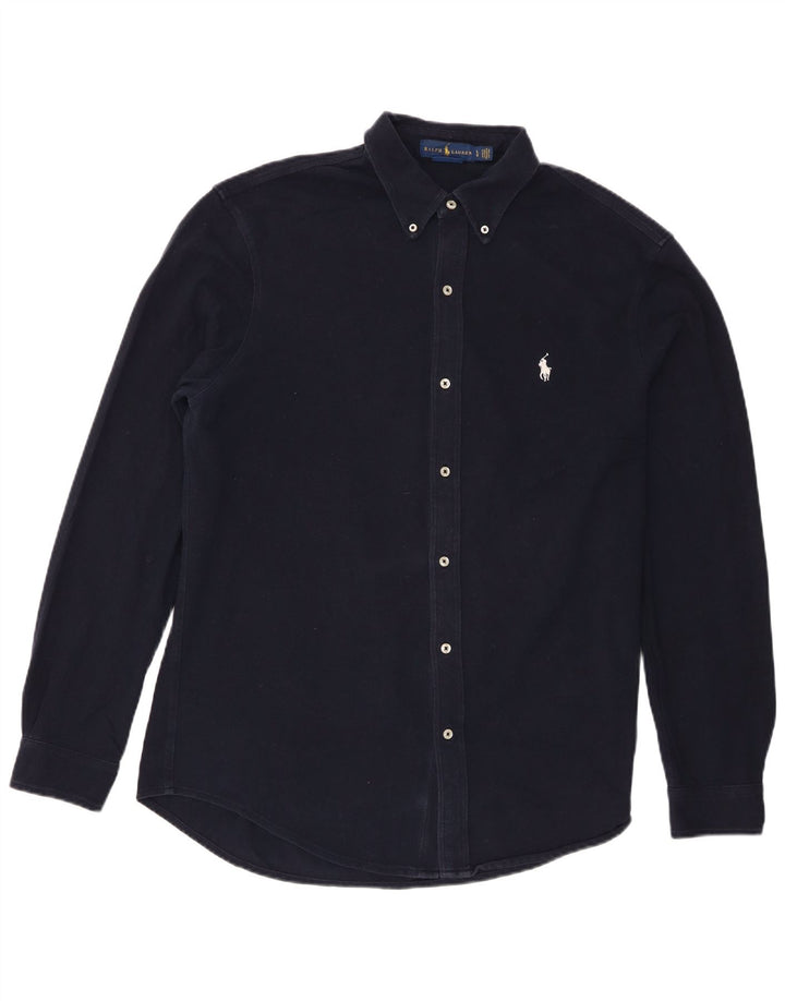Ralph Lauren Mens Shirt Large Navy Blue Cotton