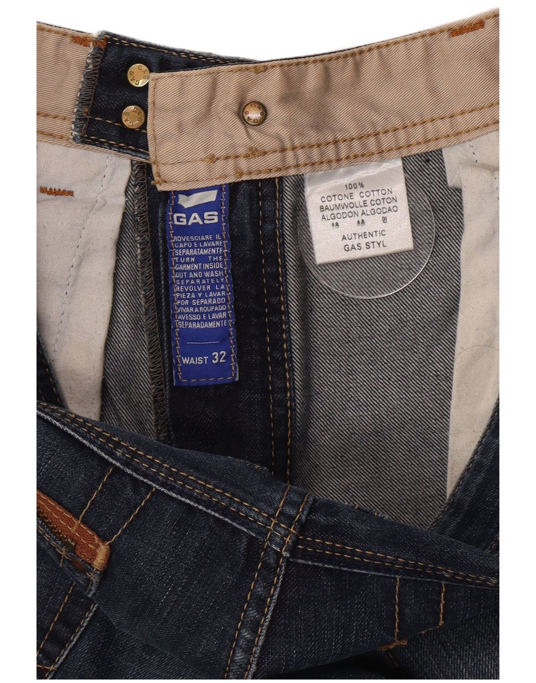 Gas Mens Straight Jeans W32 L31 Blue Cotton