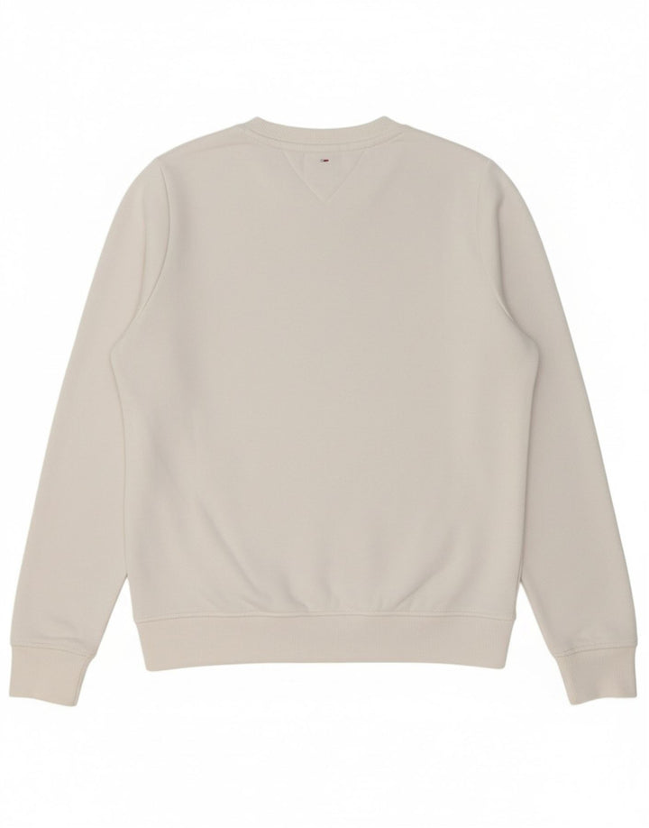 TOMMY HILFIGER Womens Graphic Oversized Sweatshirt Jumper UK 6 XS White