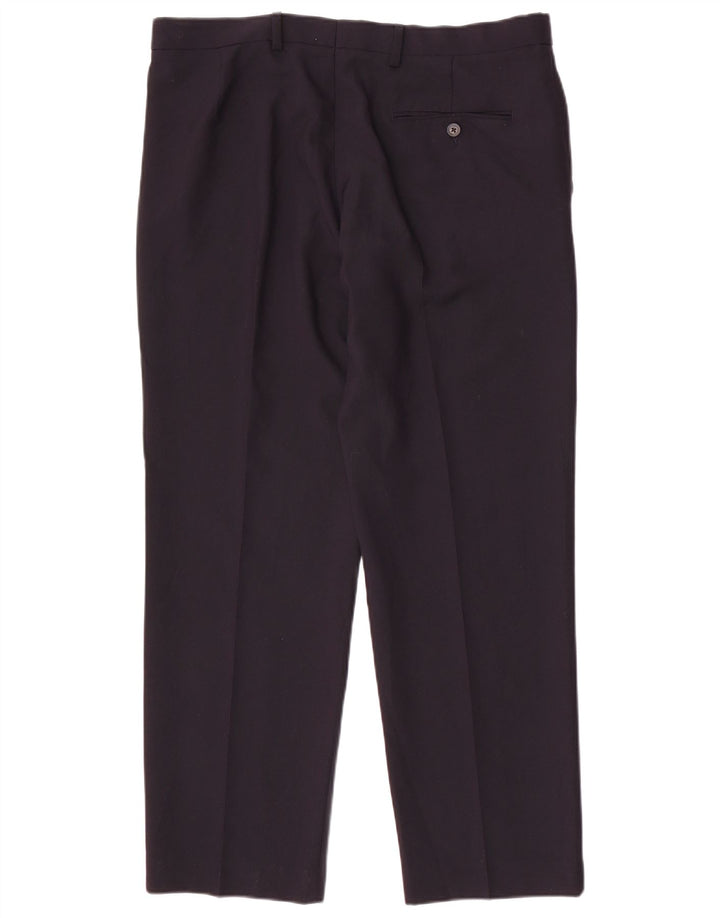 Marks & Spencer Mens Regular Fit Suit Trousers W36 L29 Navy Blue Polyester