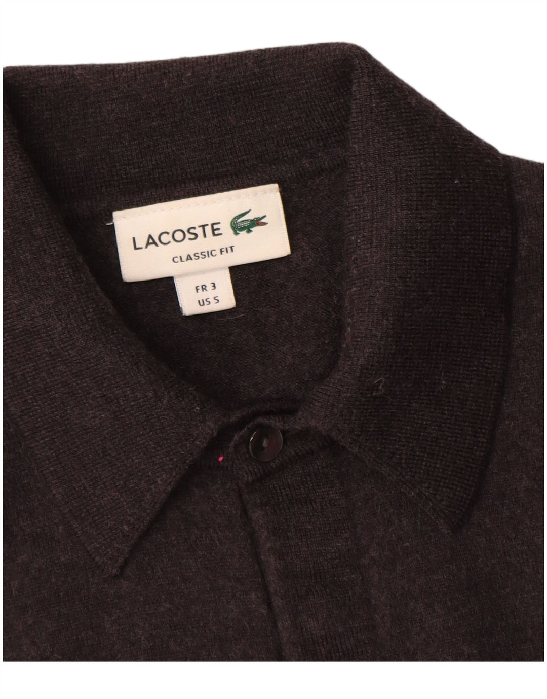 Lacoste Mens Classic Fit Polo Neck Jumper Sweater Size 3 Small Grey Wool