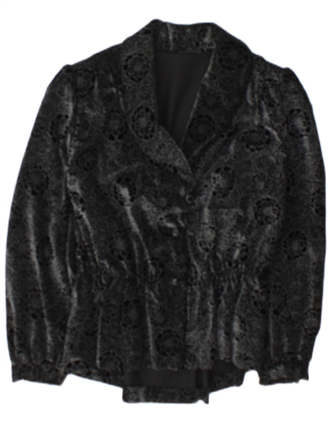 Vintage Womens 2 Button Blazer Jacket UK 14 Medium Black Floral