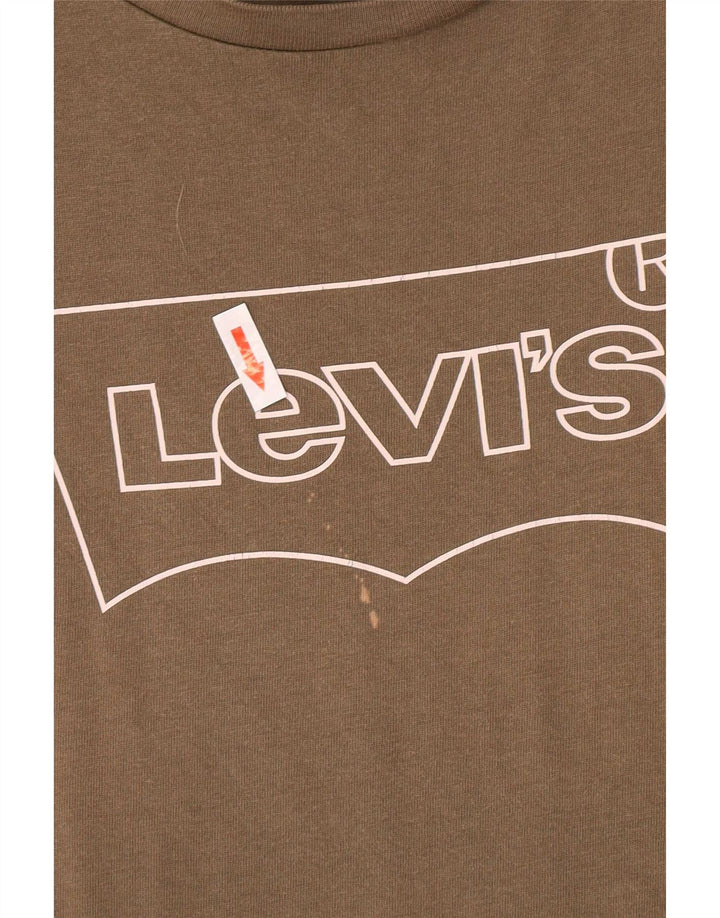Levi's Womens Graphic T-Shirt Top UK 14 Medium Khaki