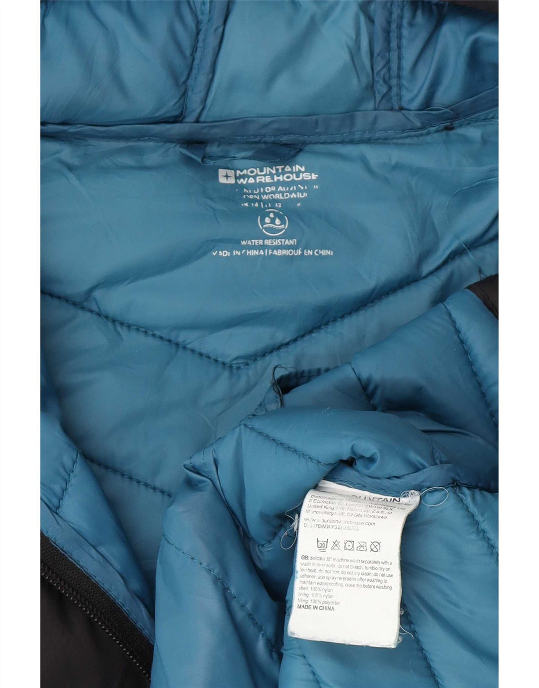 Mountain Warehouse Womens Hooded Padded Jacket UK 14 Large Navy Blue Nylon