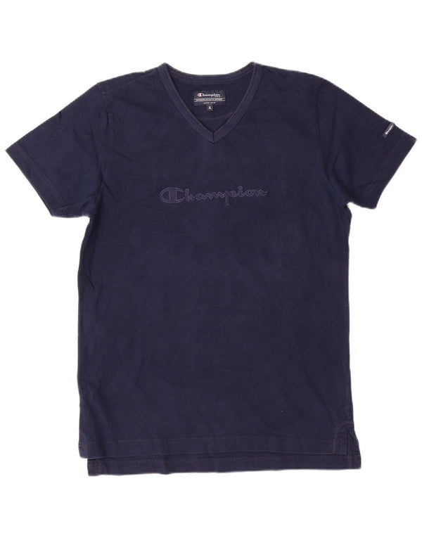 CHAMPION Boys Graphic T-Shirt Top 13-14 Years XL Navy Blue