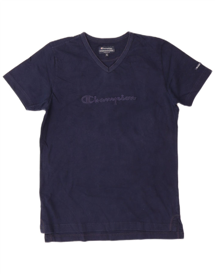 CHAMPION Boys Graphic T-Shirt Top 13-14 Years XL Navy Blue