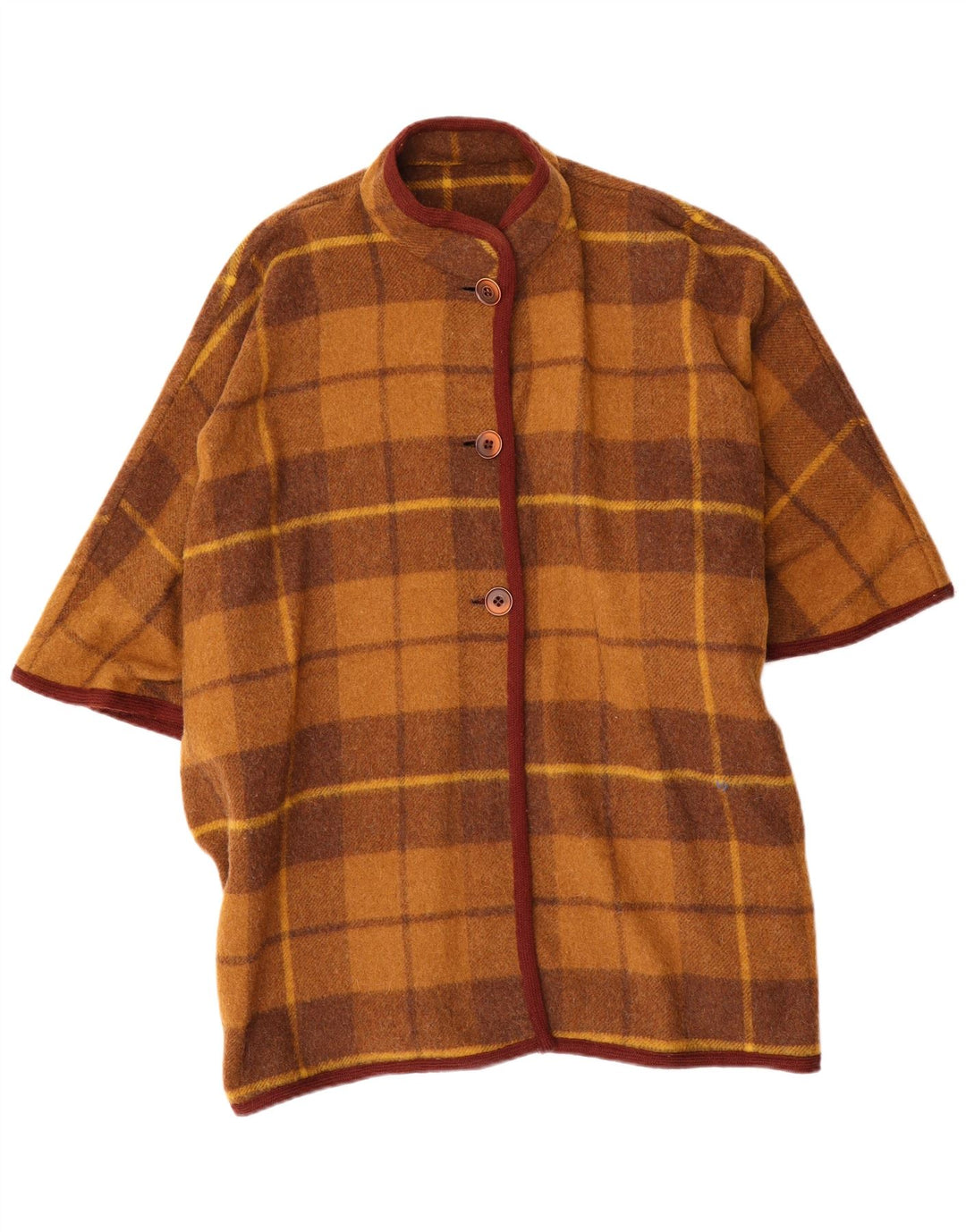 Vintage Womens Loose Fit Poncho Coat One Size Brown Plaid