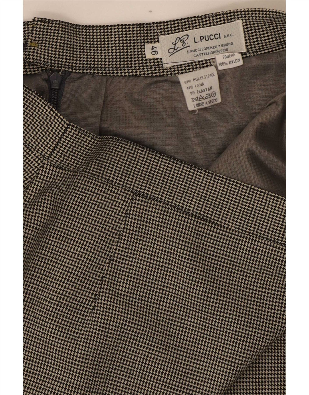 L.Pucci Womens Pencil Skirt IT 46 Large W30 Black Houndstooth Polyester