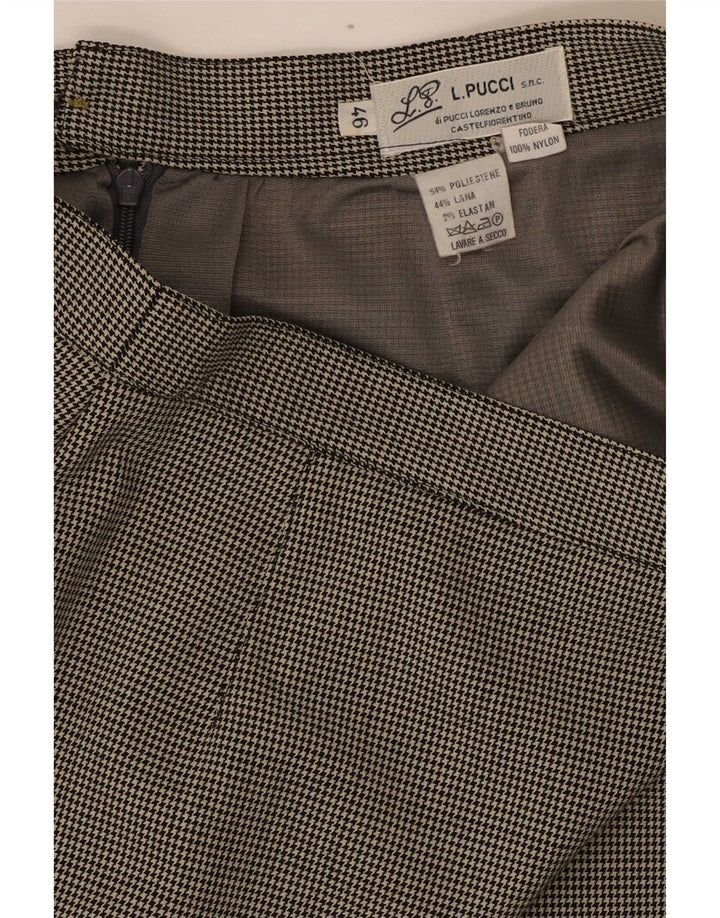 L.Pucci Womens Pencil Skirt IT 46 Large W30 Black Houndstooth Polyester