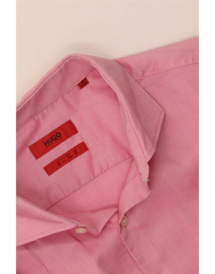 Hugo Boss Mens Slim Fit Shirt Size 39 15 1/2 Medium Pink