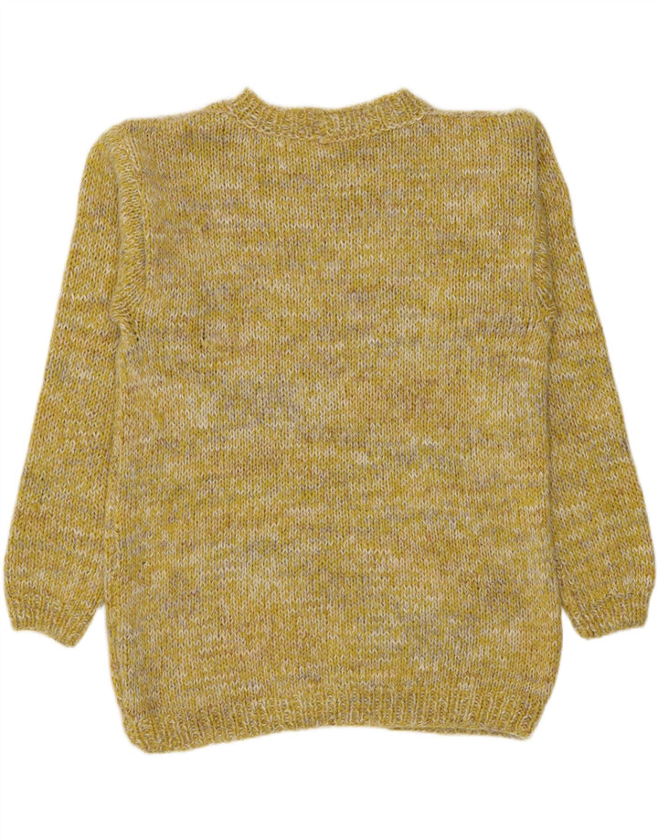 Vintage Mens Boat Neck Jumper Sweater Medium Yellow Flecked