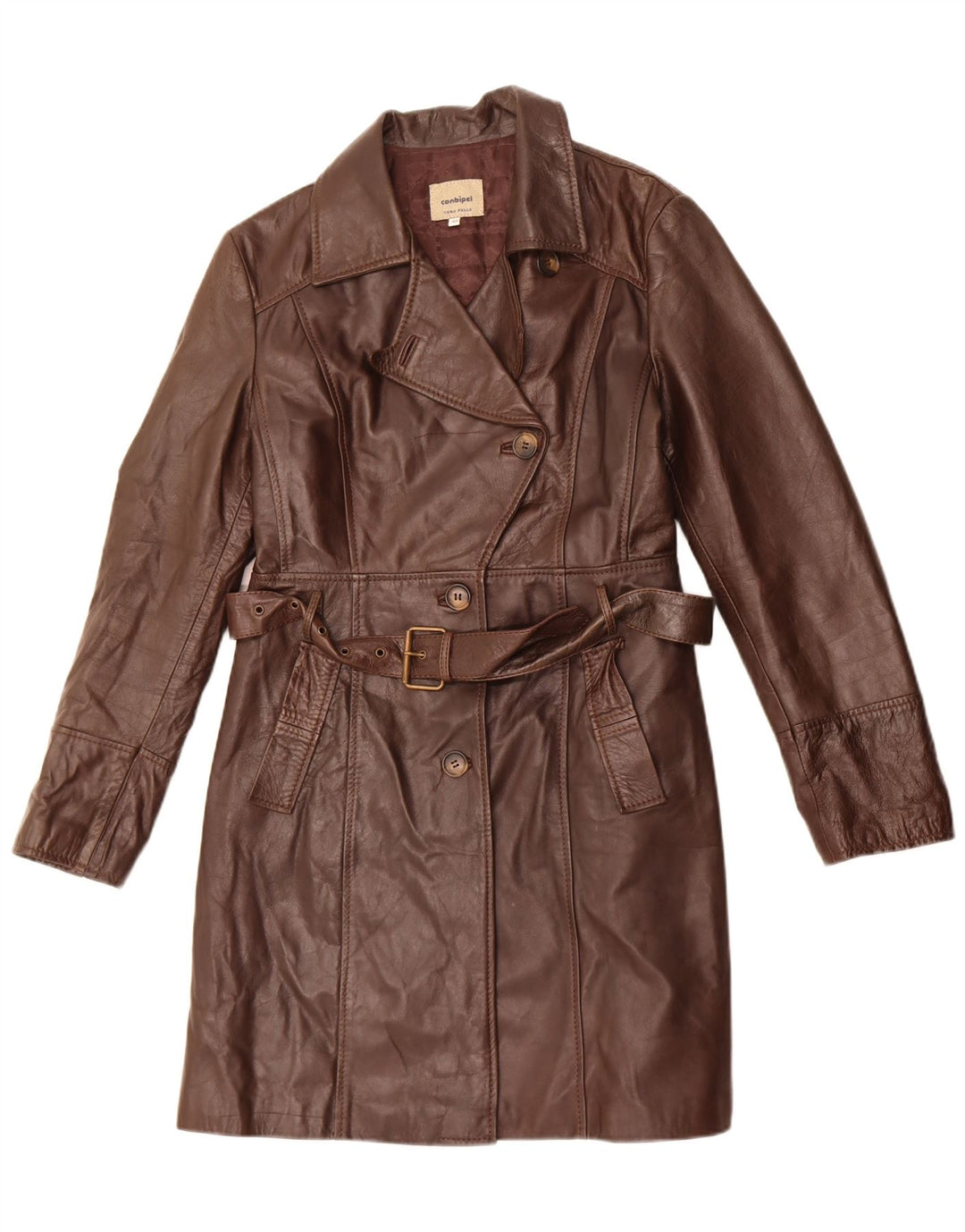 Conbipel Womens Leather Coat IT 48 XL Brown Leather