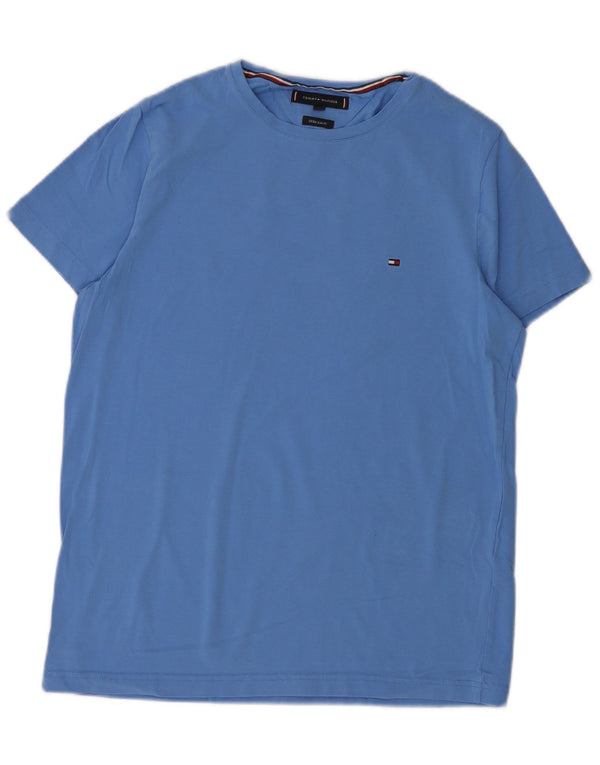 TOMMY HILFIGER Mens Extra Slim T-Shirt Top Large Blue Cotton