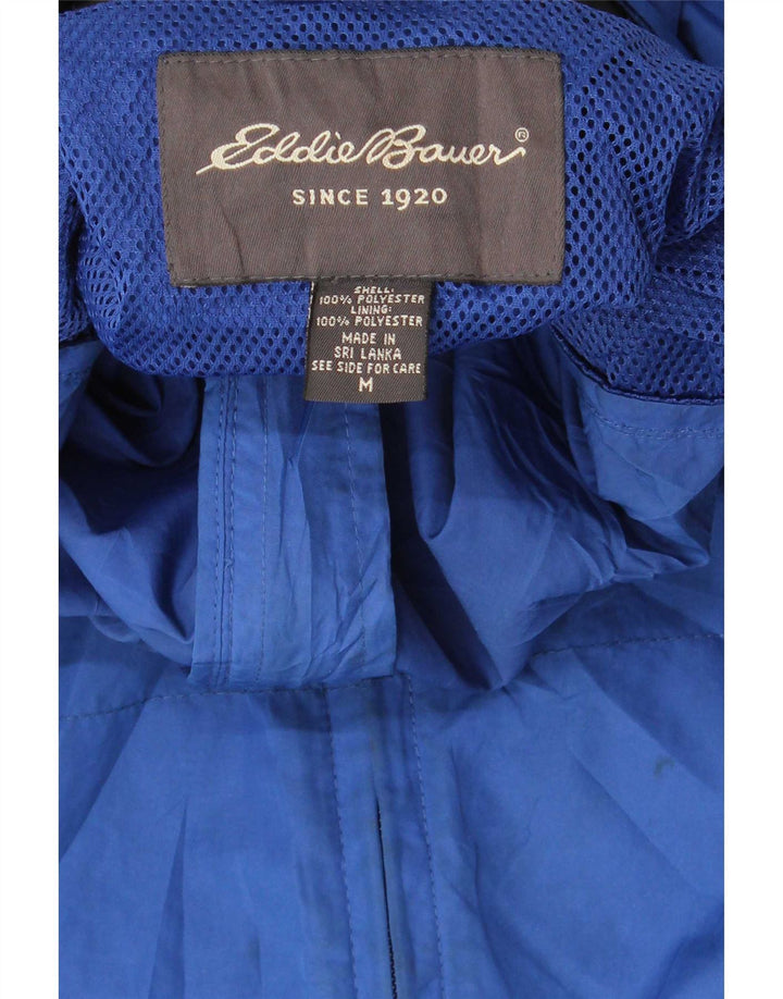 Eddie Bauer Mens Hooded Rain Jacket UK 38 Medium Blue Polyester