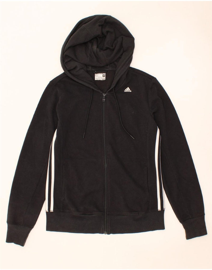 ADIDAS Womens Climalite Zip Hoodie Sweater UK 12/14 Medium Black Cotton Vintage Adidas and Second-Hand Adidas from Messina Hembry 