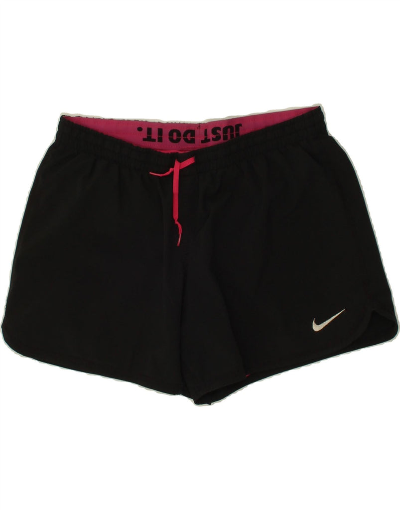 NIKE Womens Sport Shorts UK 12/14 Medium  Black Polyester Vintage Nike and Second-Hand Nike from Messina Hembry 