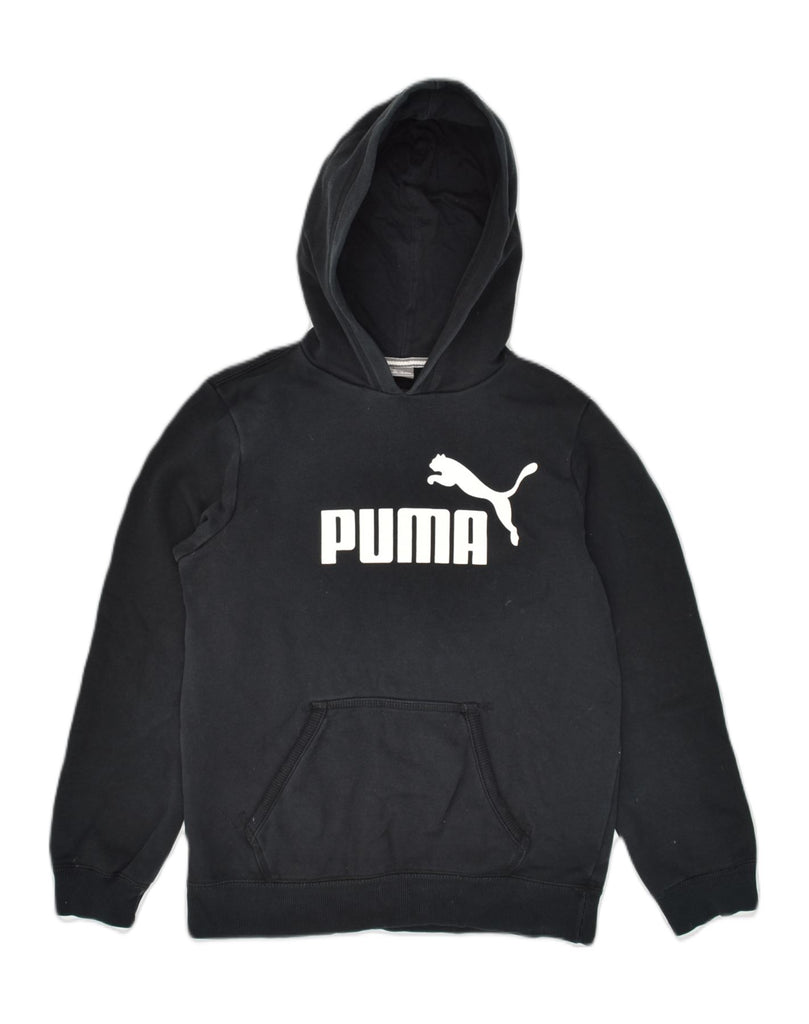 PUMA Boys Graphic Hoodie Jumper 11-12 Years Black Cotton | Vintage Puma | Thrift | Second-Hand Puma | Used Clothing | Messina Hembry 