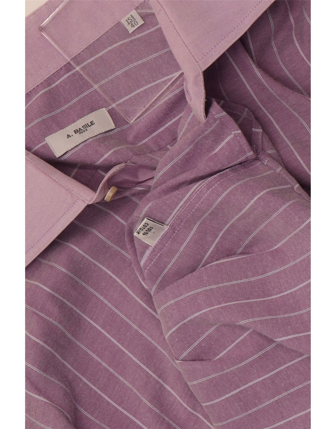 A.Basile Mens Shirt Size 40 15 3/4 Medium Purple Pinstripe Cotton