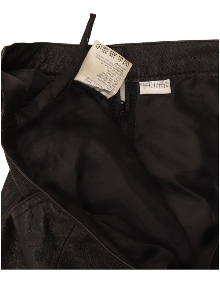 Vintage Womens Leather Skirt UK 16 Large W30  Black Leather
