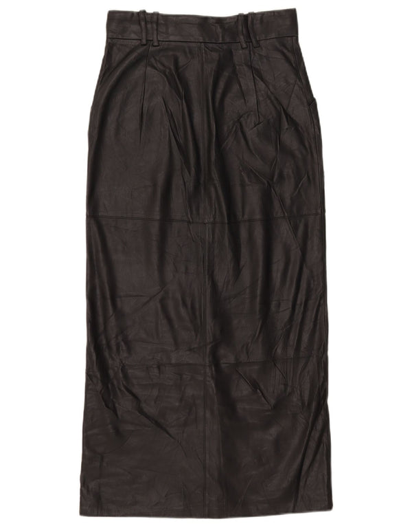 Zara Womens High Waist Faux Leather Skirt XS W24 Black Polyester