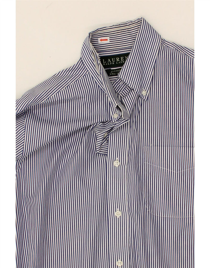 POLO RALPH LAUREN Mens Fitted Shirt Size 39 15 1/2 Medium Blue Striped Vintage Polo Ralph Lauren and Second-Hand Polo Ralph Lauren from Messina Hembry 