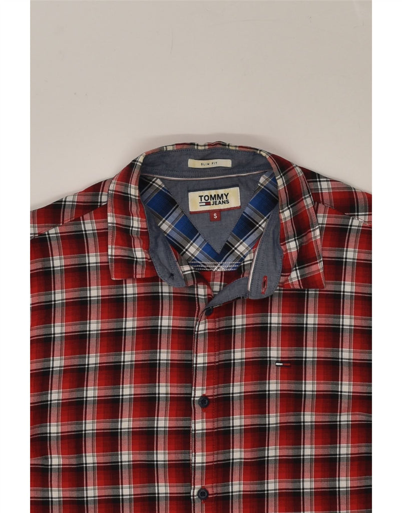 TOMMY HILFIGER Mens Slim Fit Shirt Small Red Check Cotton | Vintage Tommy Hilfiger | Thrift | Second-Hand Tommy Hilfiger | Used Clothing | Messina Hembry 