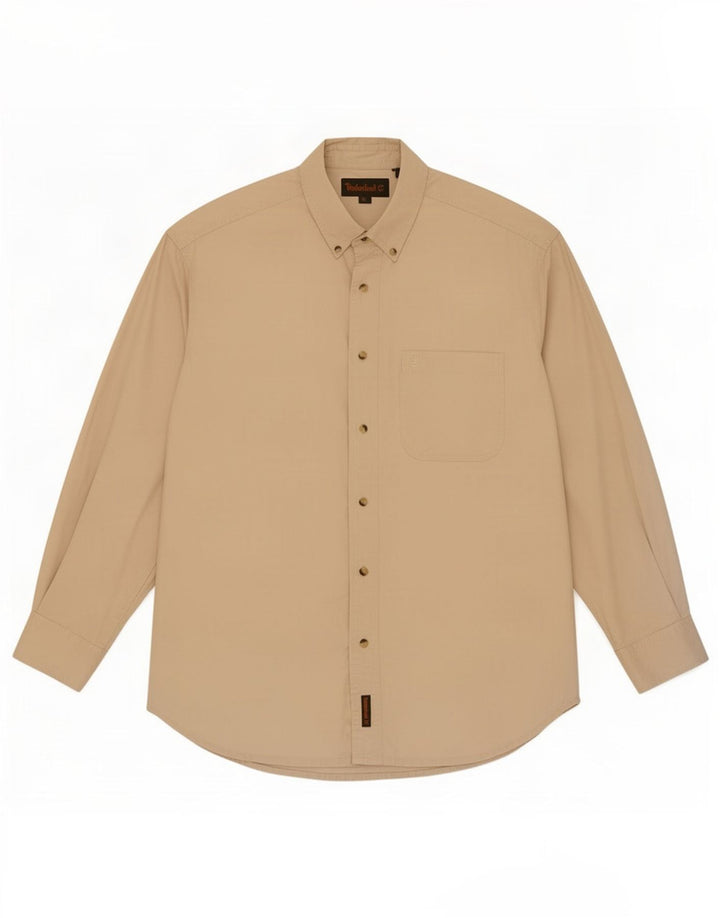 Timberland Mens Shirt Large Beige Cotton