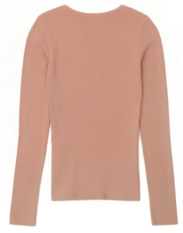 Topshop Womens Top Long Sleeve UK 8 Small Pink Viscose