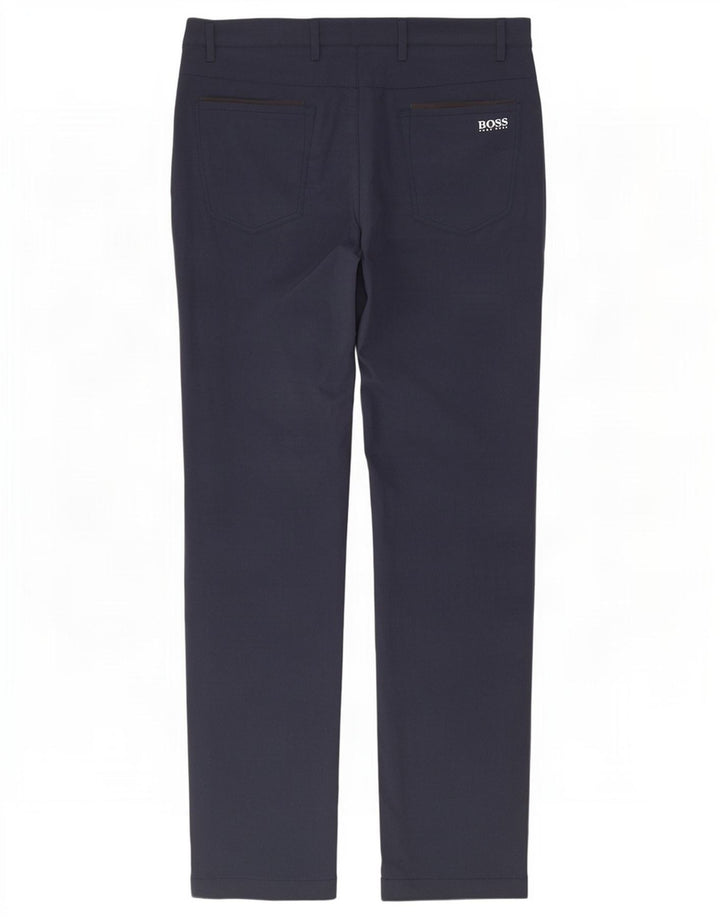 Hugo Boss Mens Slim Chino Trousers W30 L31 Navy Blue Polyester