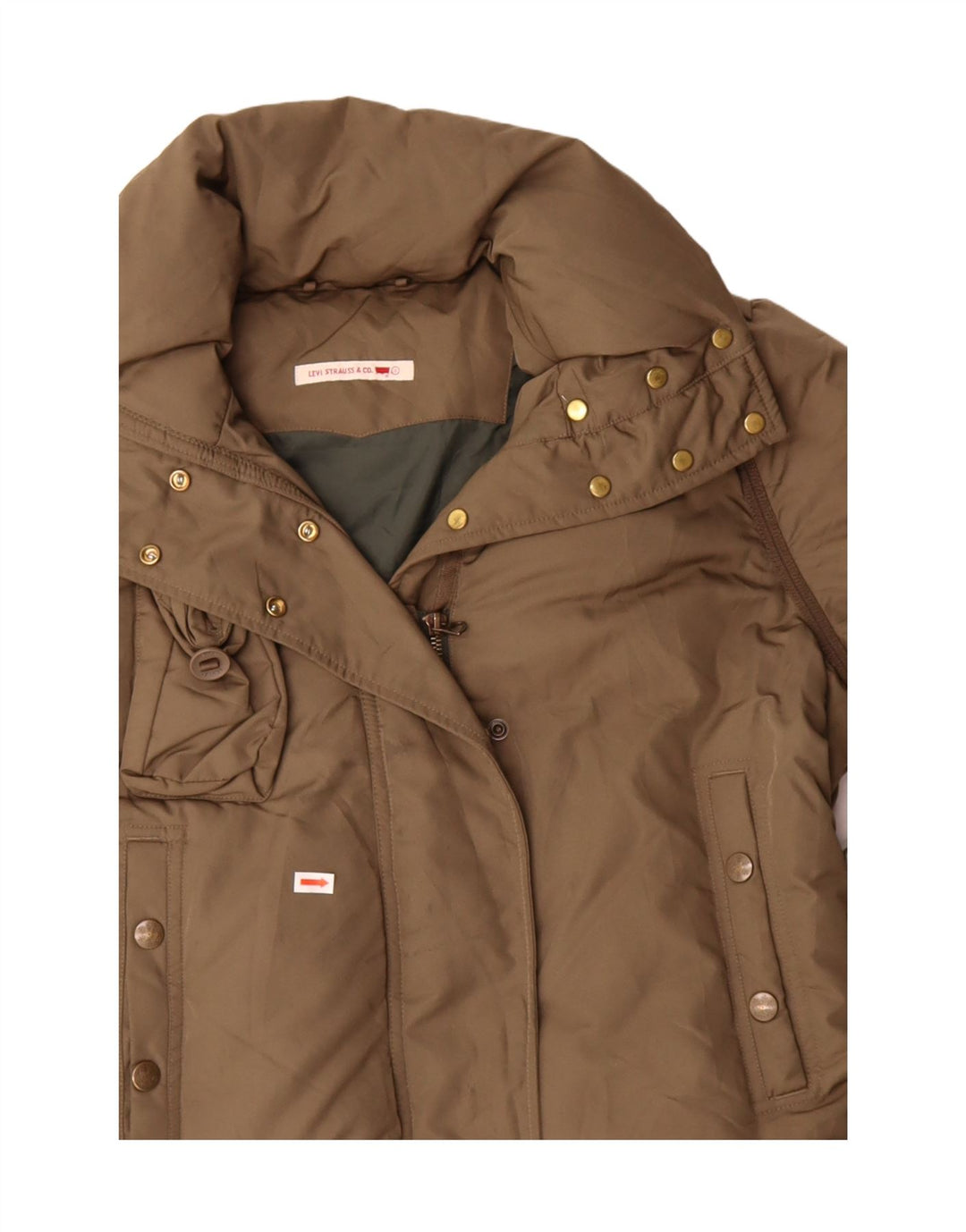 LEVI'S Womens Padded Jacket UK 10 Small Khaki Polyester Vintage Levi's and Second-Hand Levi's from Messina Hembry 