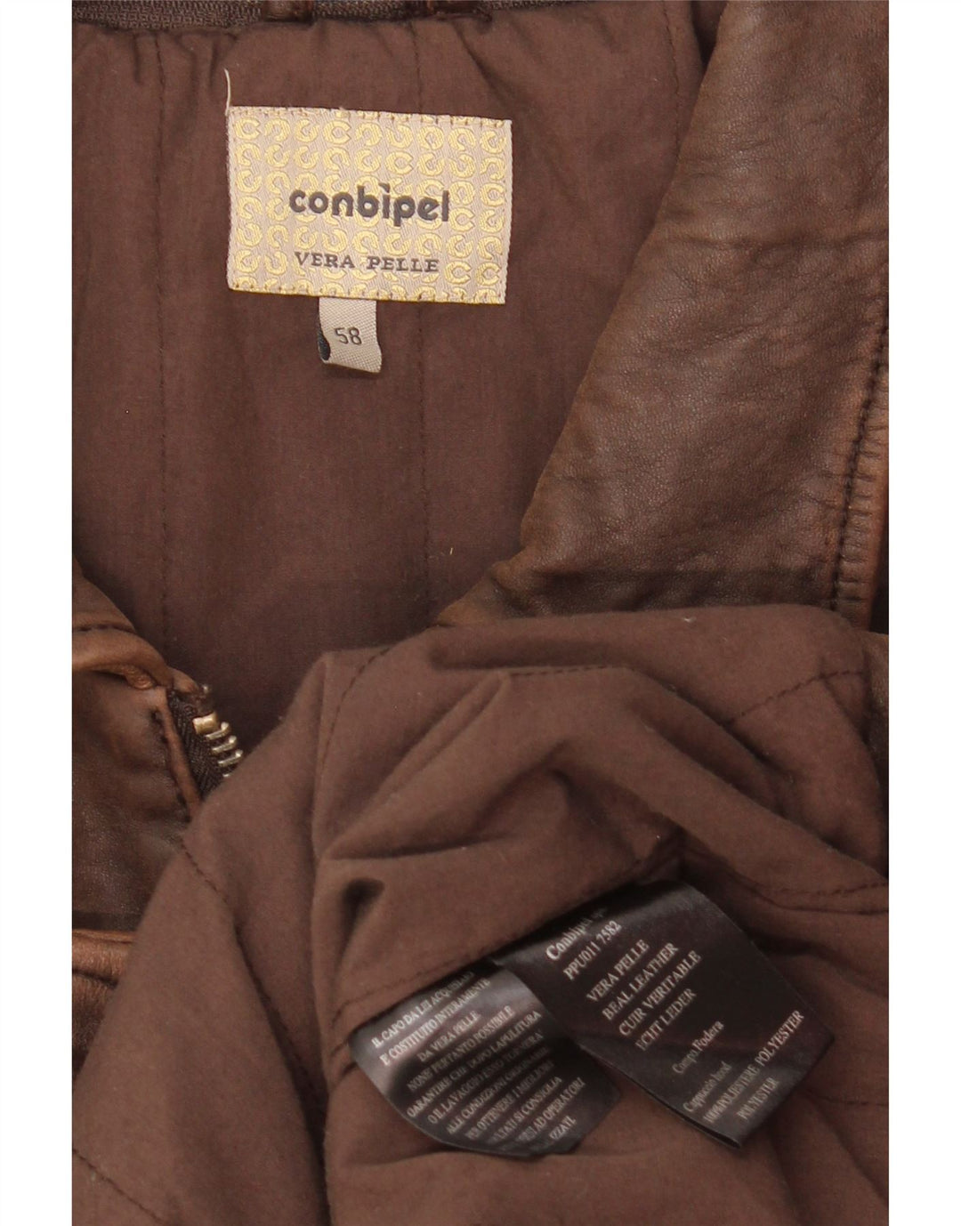 Conbipel Mens Leather Jacket IT 58 2XL Brown Leather