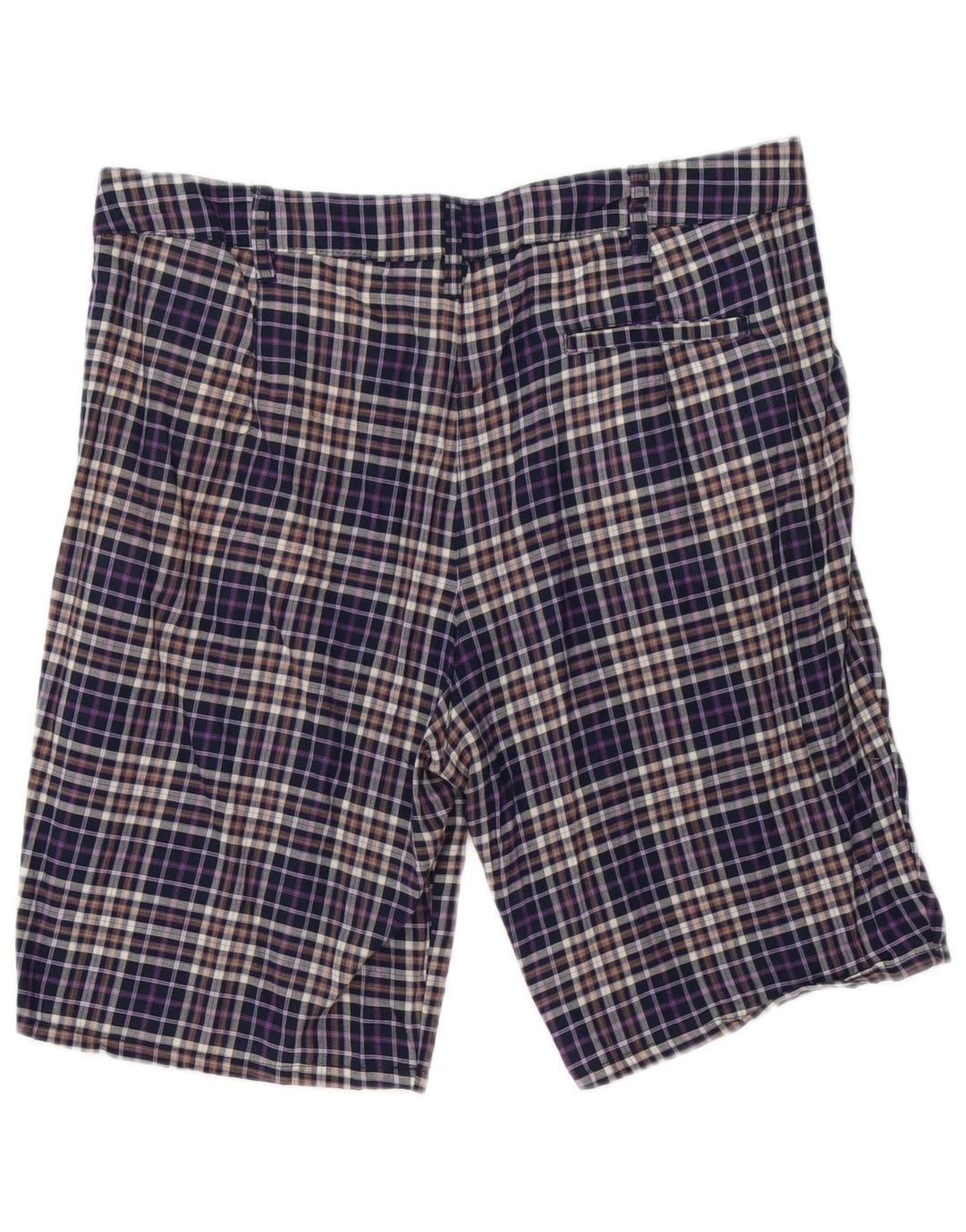 Zara Mens Chino Shorts Large W30 Navy Blue Check Cotton