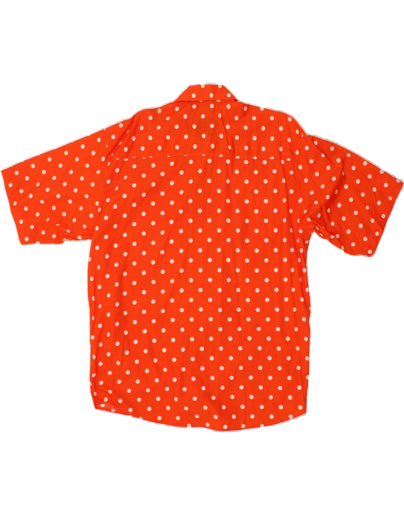 VINTAGE Mens Short Sleeve Shirt Large Orange Polka Dot Cotton Vintage Vintage and Second-Hand Vintage from Messina Hembry 