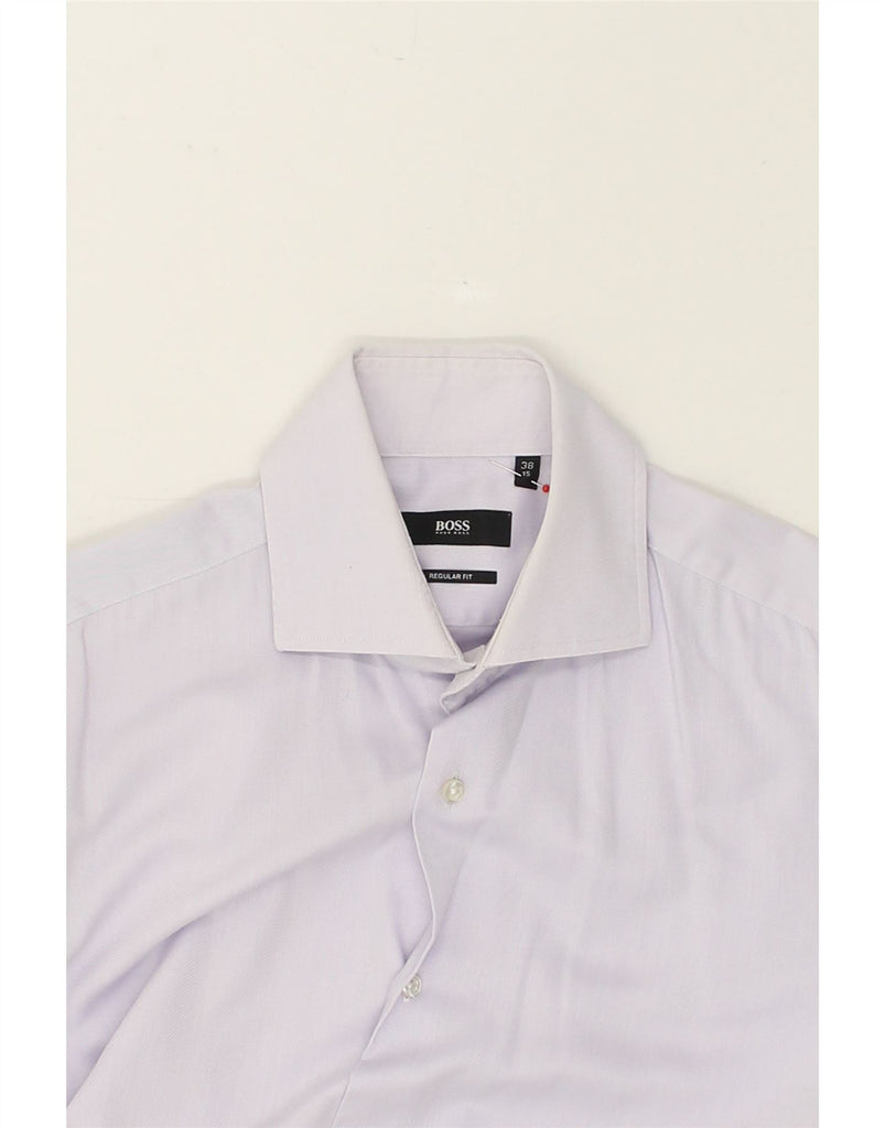 HUGO BOSS Mens Regular Fit Shirt Size 38 15 Medium Purple Cotton | Vintage Hugo Boss | Thrift | Second-Hand Hugo Boss | Used Clothing | Messina Hembry 